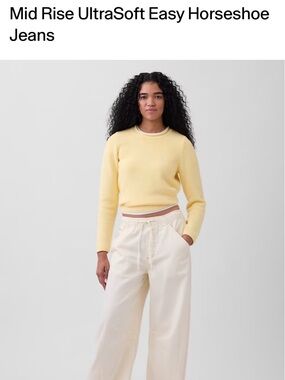 GAP Cream Wide Leg Jeans